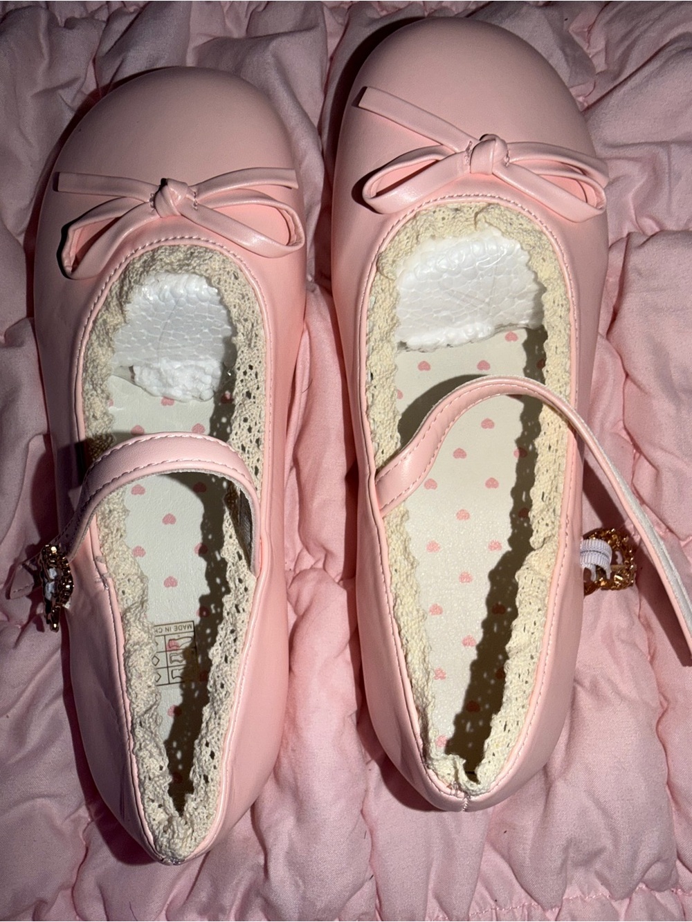 SHEIN Pink Girls Mary Jane Ballet Flats with Bow